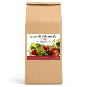 Produktabbildung: Eisen & Vitamin C Vita Vorratsbeutel von Cellavita - 500 Kapseln - Produktfoto