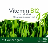 Vitamin B12 hochdosiert 500 Kapseln von Cellavita - Etikett vorn