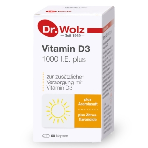 Produktabbildung: Vitamin D3 1000 I.E. plus von Dr. Wolz - 60 Kapseln - Produktfoto