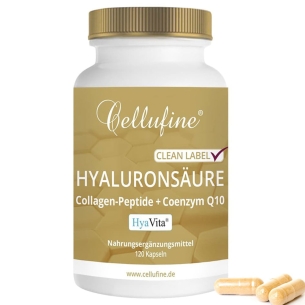 Produktabbildung: Cellufine® Hyaluronsäure-Kapseln mit Collagen-Peptiden und Q10 – 120 Kapseln - Produktfoto