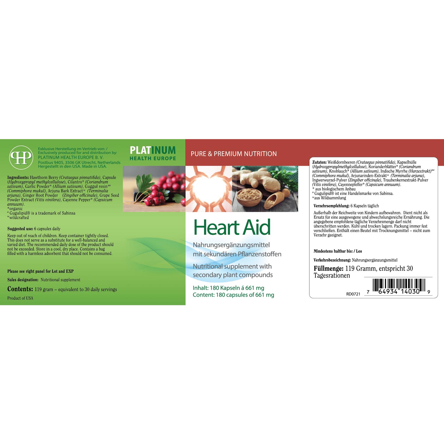 Heart Aid von Platinum Health - Etikett