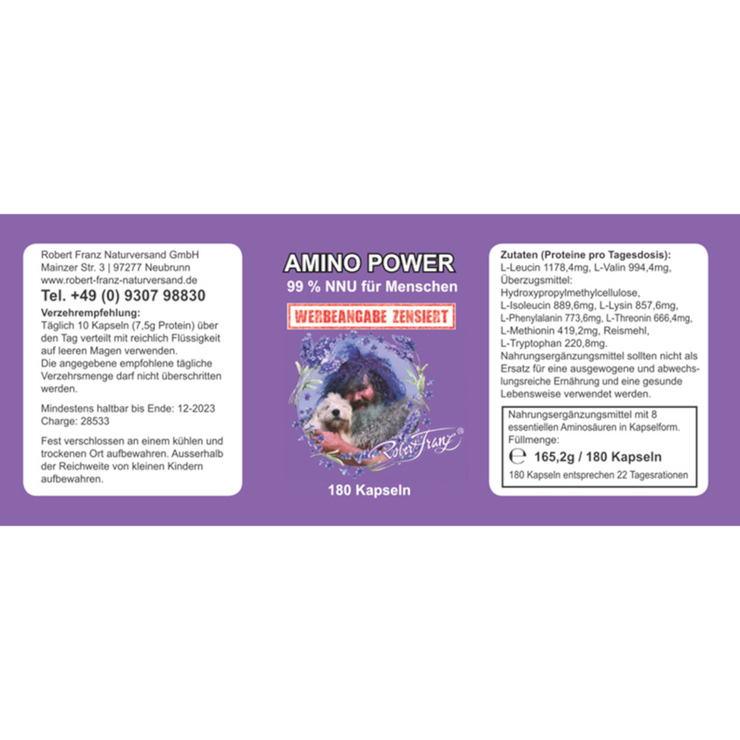 Amino Power von Robert Franz - Etikett